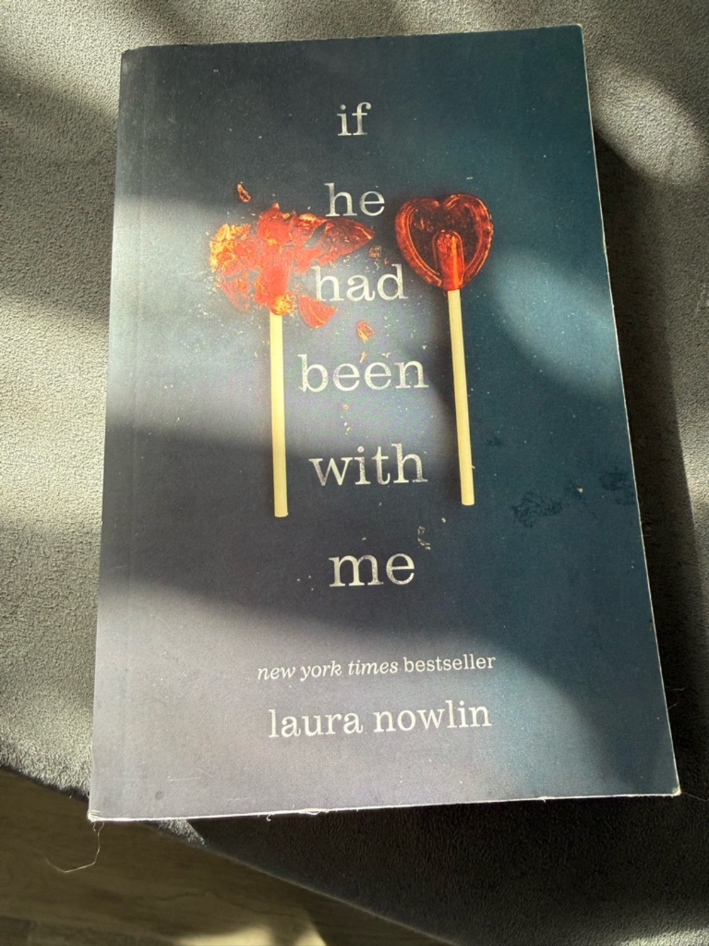 If He Had Been With Me by Laura Nowlin - Navy Cover with Red Lollipops